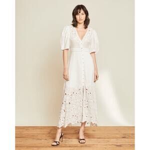 Veronica Beard Hope Eyelet Maxi Dress White Floral